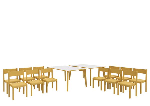 DECOR - 2 Tische, 12 Stapelstühle für Kindergartengruppen