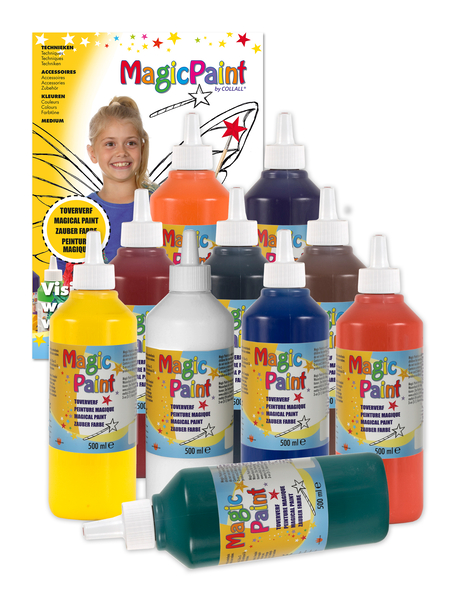 Zauberfarbe 10er Set (auf Wasserbasis), farbig sortiert, 10 x 500 ml Zauberfarbe 10er Set (auf Wasserbasis), farbig sortiert, 10 x 500 ml