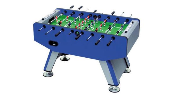 foosball, tisch, blau, beine, spieler