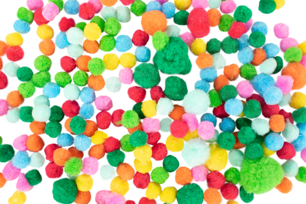 pompons, pom-poms, multicolor, leicht, basteldekoration