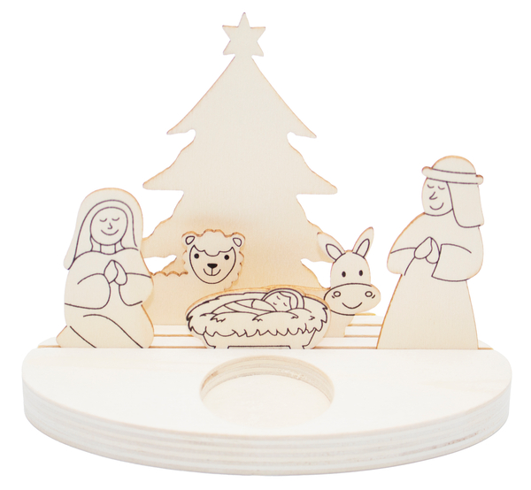 Holzfigur, Weihnachtskrippe, Krippenfigur, Naive Holzkunst, Nativity Scene