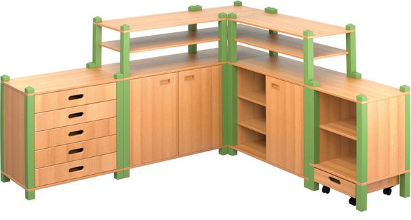 Holzregal, Küchenschrank, Schubladen, Eckregal, Regal modulare