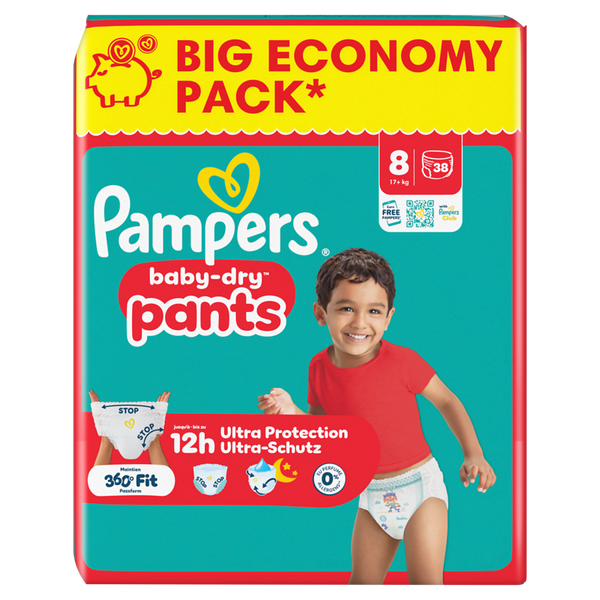 PAMPERS Baby Dry Pants Gr. 8, Extra Large 17+ kg, (verschiedene Verpackungsgrößen)