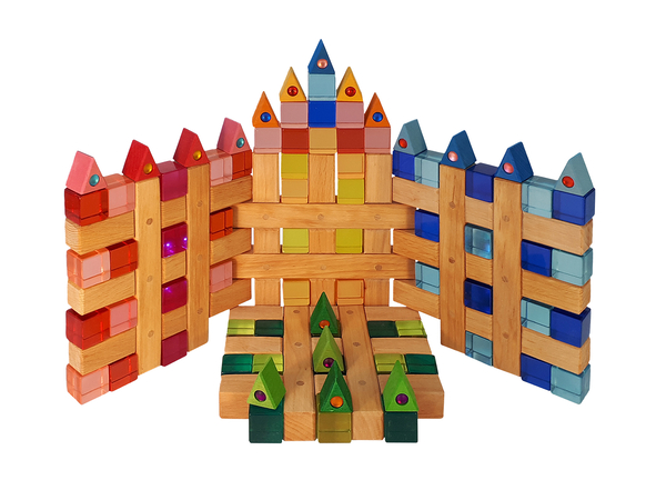 Holzbausteine, Bausteine, Baukasten, Holzspielzeug, Farbspiele