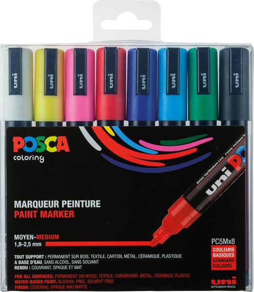 POSCA Stifte 8er Etui-Grundfarben, medium, 1,8 - 2,5 mm POSCA Stifte 8er Etui-Grundfarben, medium, 1,8 - 2,5 mm