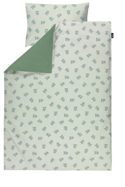 bettwäsche, bettset, pflanzenmuster, grünes muster, grün-weiße farbe