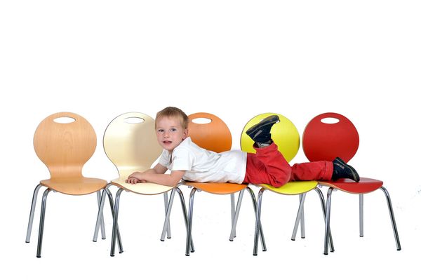 Kinderstuhl, Stuhlset, Kleinkindstuhl, bunt, Stuhlreihen