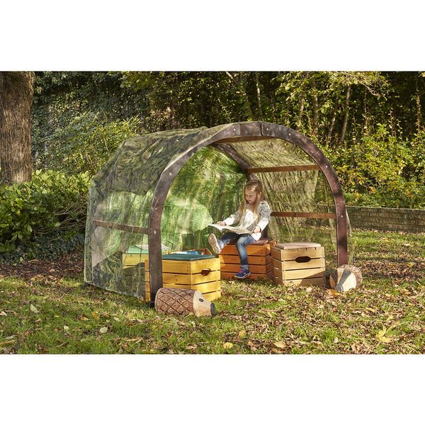 Schutzhütte, Garten, Beetdach, Holzboxen, Kissen