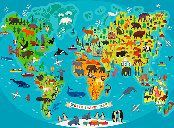 RAVENSBURGER XXL Kinderpuzzle - Tierische Weltkarte, 150 XXL-Teile, ab 7 Jahre