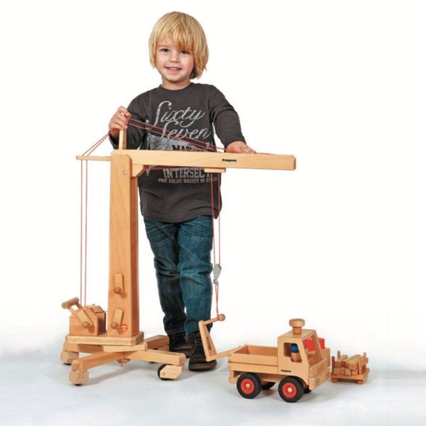 Konstruktion, Holzspielzeug, Turmkran, Holzauto, Spielzeugzug