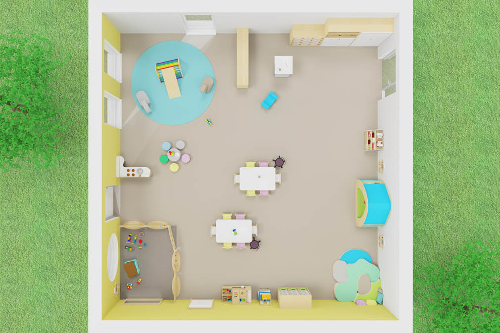 Spielbereich in der Krippe von oben