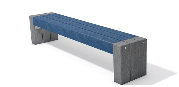 bank, sitzbank, blau, holz, beton