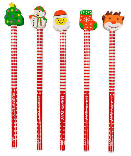 Weihnachtsstifte, Stift mit Aufsätzen, Winterdeko, Weihnachtsmotiv, Roter Streifen