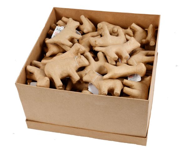 Pappmaché-Tiere, 60 Stück  Pappmaché-Tiere, 60 Stück