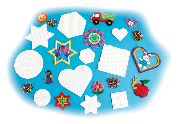 HAMA Stiftplatten-Set Grundformen, transparent, für Midi Bügelperlen, 10-teilig