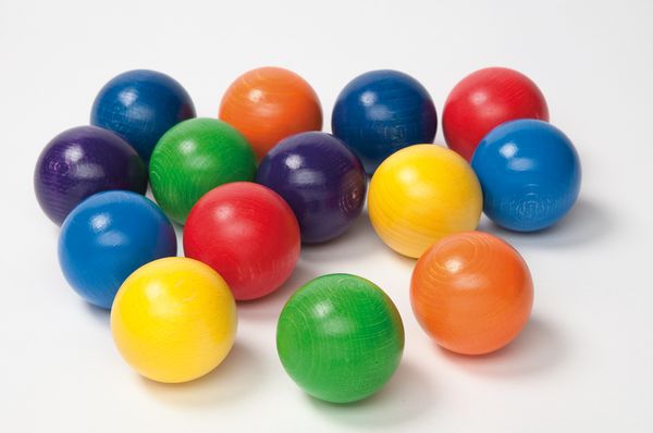 DUSYMA Holzkugelset - bunt, 14 Stück, Ø 5 cm