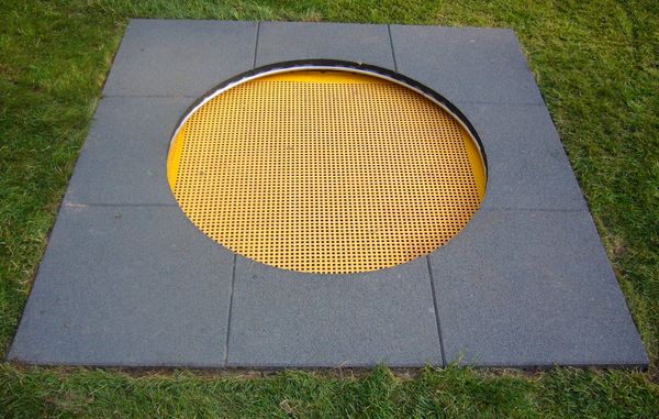 Bodentrampolin Mini, gelb, Außenmaß: 150 x 150 cm