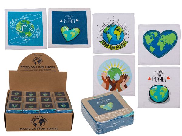 Magisches Baumwoll-Handtuch Save the Planet, 48 Stück  Magisches Baumwoll-Handtuch Save the Planet, 48 Stück