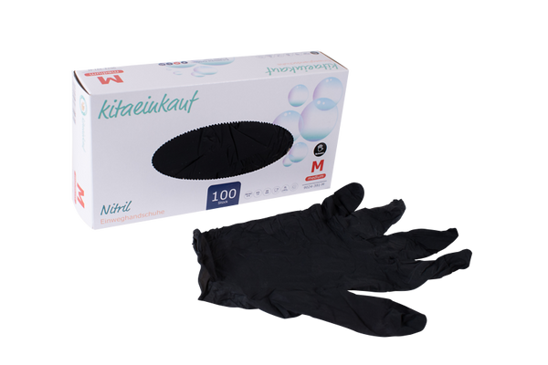 Handschuhe Nitril, puderfrei, Gr. M, 100 Stk., schwarz