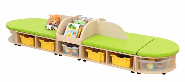 BETZOLD Maddox Sitzbank mit Rückenlehne und Bücherbox, oval mit 14 Boxen