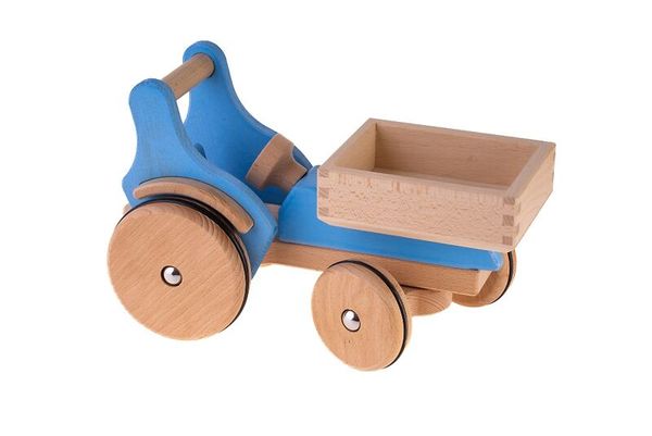 DYNAMIKO Holztraktor-Fridolin, Hellblau, ab 1,5 Jahre