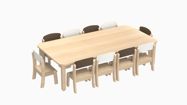 Esstisch, Holztisch, 12-Stuhl-Set, Holz, glatte Oberfläche