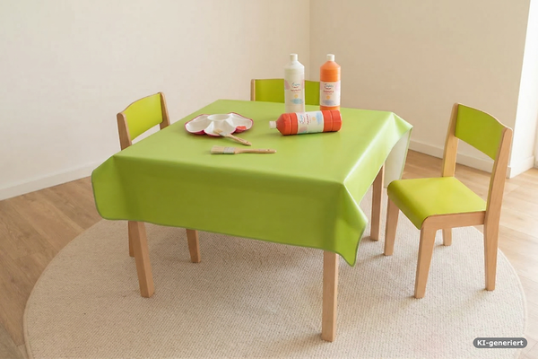 Esstisch, Tischdecke, Stühle, Holztisch, Grün