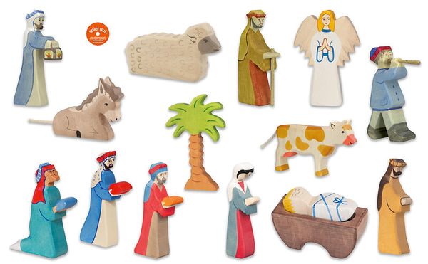 GOKI Holztiger Krippenfiguren-Set, mit 14 Figuren, ab 3 Jahre