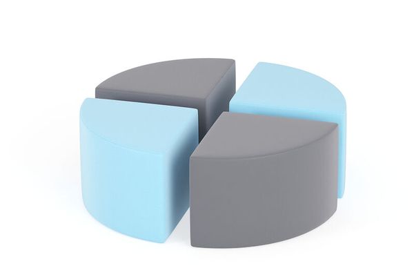 KITAEINKAUF Sitzpouf Viertelkreis, 4-teilig, Sitzhöhe 26 cm, Farbkombination wählbar