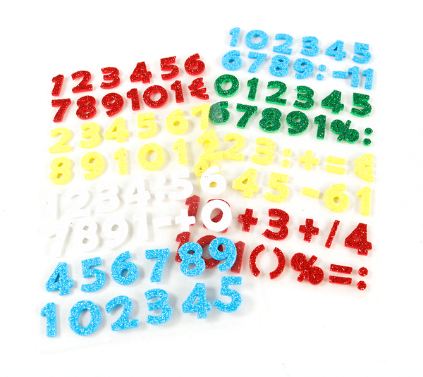 FOLIA Moosgummi Glitter-Buchstaben & Zahlen, 1,5 cm, 500 Stück