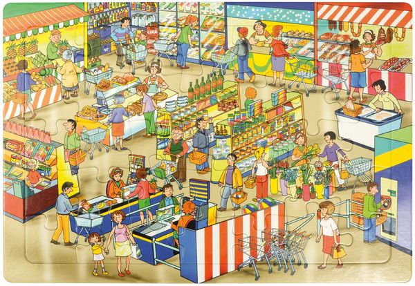 Puzzle Markt, 35 Teile aus Karton, ab 3 Jahre Puzzle Markt, 35 Teile aus Karton, ab 3 Jahre