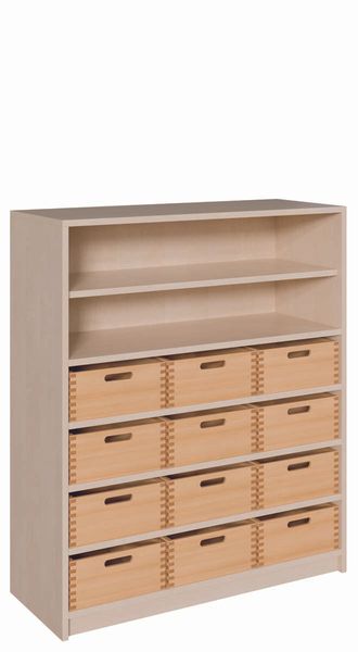 holzregal, Aufbewahrungseinheit, offene regale, Schubladen, Eichenfarbe