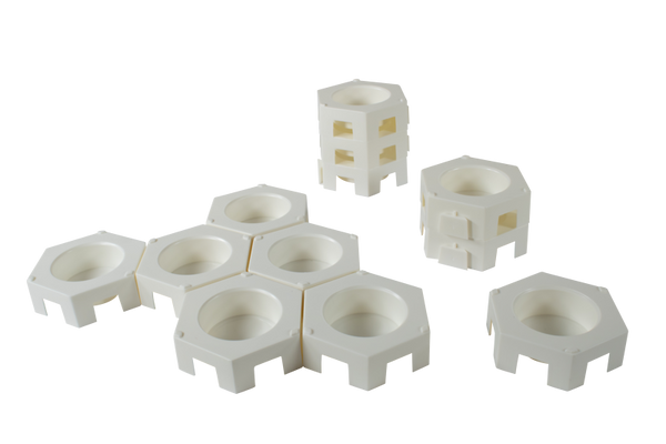 ELVIRAS Tempera-Palette hexagonal für 44 mm Blöcke, 12 Stück