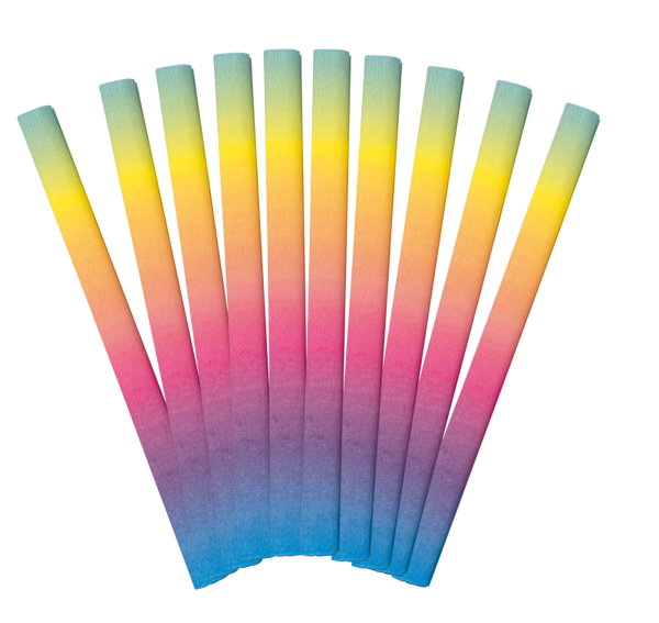 FOLIA Krepppapier, 50 x 250 cm, 10 Rollen, farbfest, Regenbogenfarben