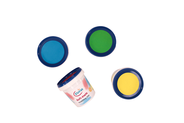 ELVIRAS Kinder-Softknete, klassische Farben, in 4 Farben sortiert, 600 g