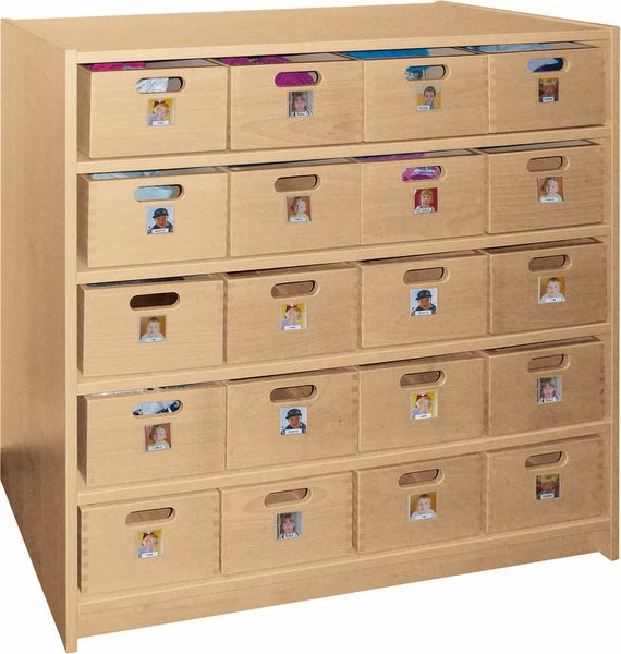 Materialkastenschrank, 4 Einlegeböden, 20 Materialkästen, 102 x 98 x 40 cm