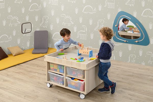 MATHOU Mobiler Spieltisch mit Aufkantung & akustischer Beschichtung + 8 Boxen