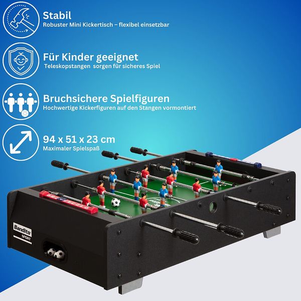 Mini-Tischkicker mit Teleskopstangen, ab 3 Jahre, Farbe wählbar