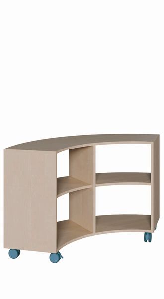 curvedes Schrank, Holzschrank, Regal, Eckschrank, rollbarer Schrank