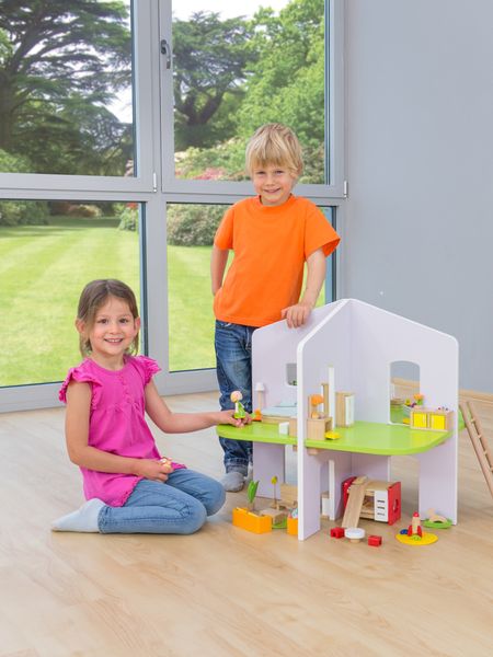 Holzspielzeug, Kaufläden-Spiel, Kinderzimmer, Farbige Spielfiguren, Kaufladen-Set