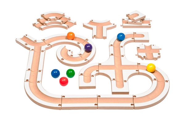 Kugelbahn, Holzbahn, Kugelbahnspiel, Kinderbahn, Puzzlebahn