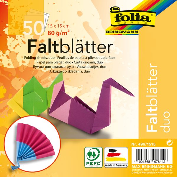 FOLIA Origamipapier Duo, 15x15 cm, 50 Blatt