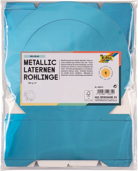 FOLIA Laternen-Rohlinge aus Metallic-Karton, 5 Stück, farbig sortiert