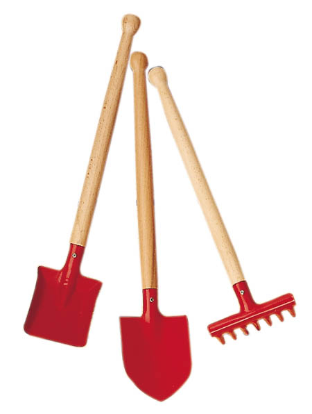 Schaufel, Kelle, Gartenwerkzeug, Holzstiel, Rot