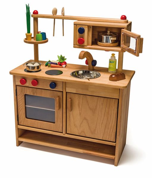 Spielküche, Holzküche, Kinderspielzeug, Kochset, Holz
