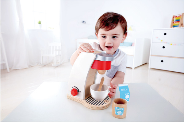 HAPE Kaffeemaschine Holz, 6 Teile, ab 2 Jahre