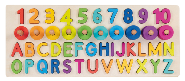 Holzspielzeug, Buchstaben, Alphabet, Farben, Kinder Spielzeug