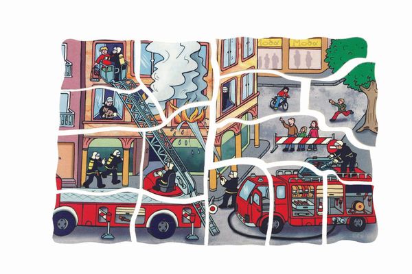 Lagen-Puzzle Feuerwehr 58 Teile, Holz, ab 4 Jahre Lagen-Puzzle Feuerwehr 58 Teile, Holz, ab 4 Jahre