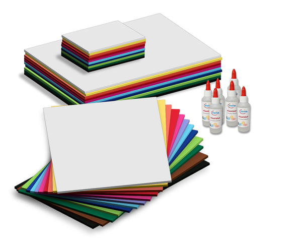 ELVIRAS Tonpapier Spar-Set 220 g/m², 500 Bogen inkl. 6 x Alleskleber