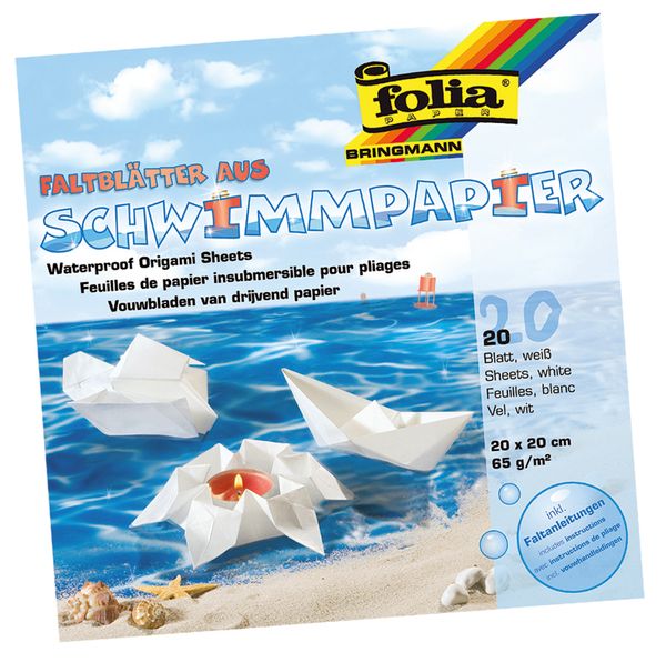 FOLIA Schwimmpapier, wasserfest, 20x20 cm, 20 Blatt